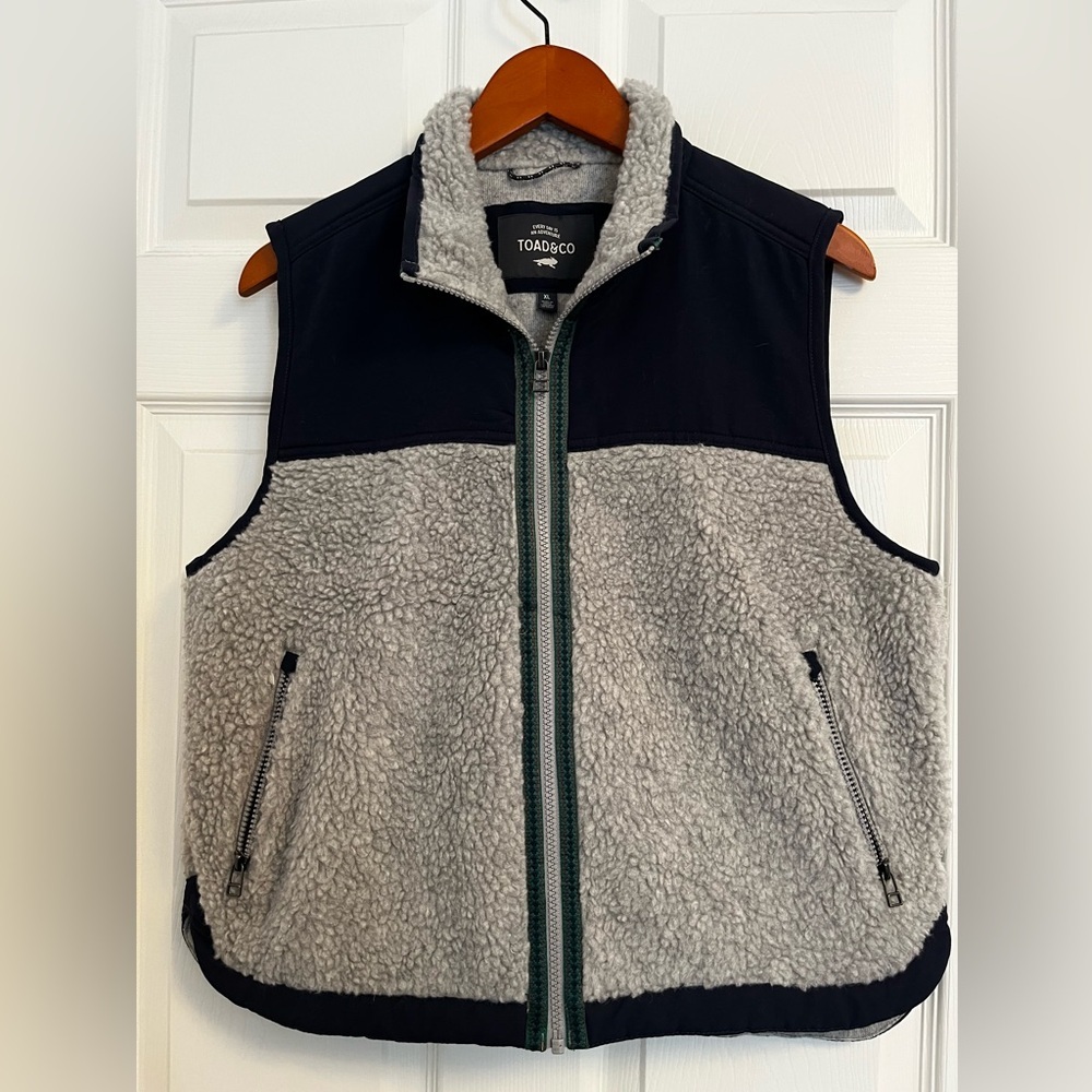 Toad & Co fleece vest navy gray size XL